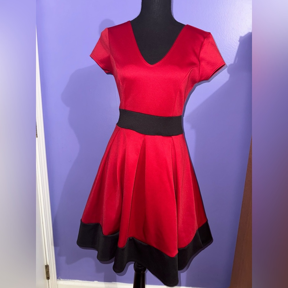 Elegant Red and Black Dress
